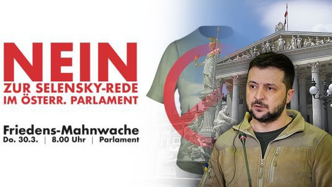 Nein zu Selenski-Rede im Parlament: Friedens-Mahnwache am 30. März in Wien