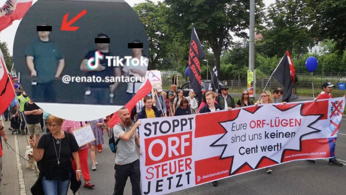 MEGA-Protest gegen ORF-Abzocke: Staatsfunk-Mitarbeiter 'spuckt' auf Demo